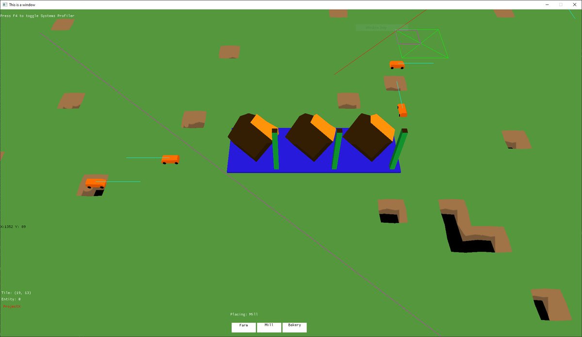 Material system in place, and support for smooth and sharp edges on the 3d models. 
Testing out some basic cel shading but it doesn't look that interesting with very simple models and no AO or Shadows.
so... I'll add SSAO and Shadows :) 

#gamedev #indiedev #screenshotsaturday