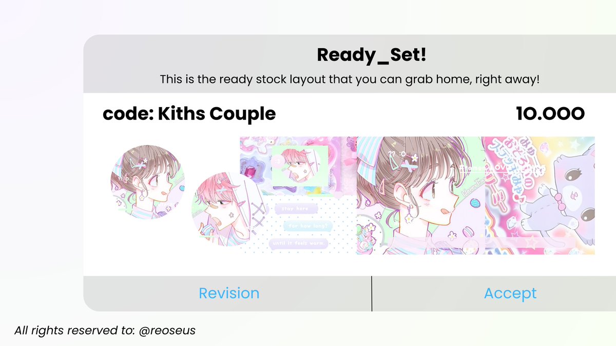 reoseus's tweet image. help repost, thankie! ♥︎ #zonauang

i have 2 couple layout of TAMON &amp;amp; UTAGE from Tamon's B-Side with code: Kiths &amp;amp; Paper Love! free retext, price on pic. grab 'em home by slide thru' my dm or knock on my telegram, thankie! xx. ♥︎