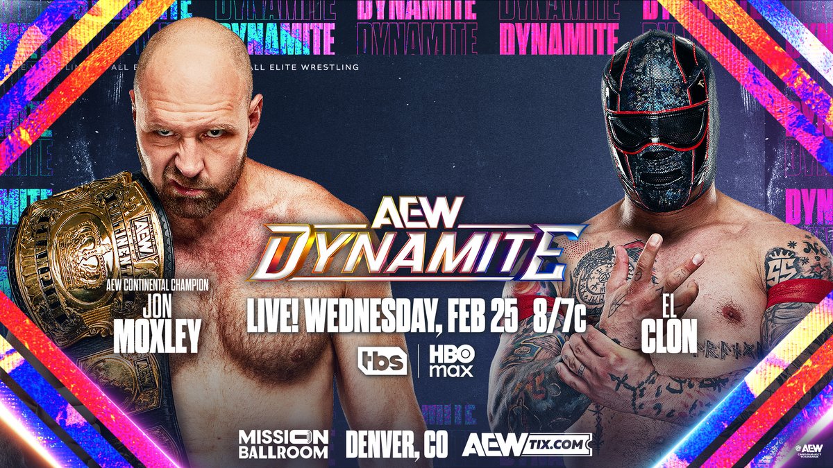 AEW's tweet image. This Wednesday 2/25!

All eyes are fixed on #AEWRevolution as Wednesday Night #AEWDynamite rolls through Denver!

Tune in LIVE at 8/7c on @TBSNetwork + @SportsOnMAX, THIS WEDNESDAY!