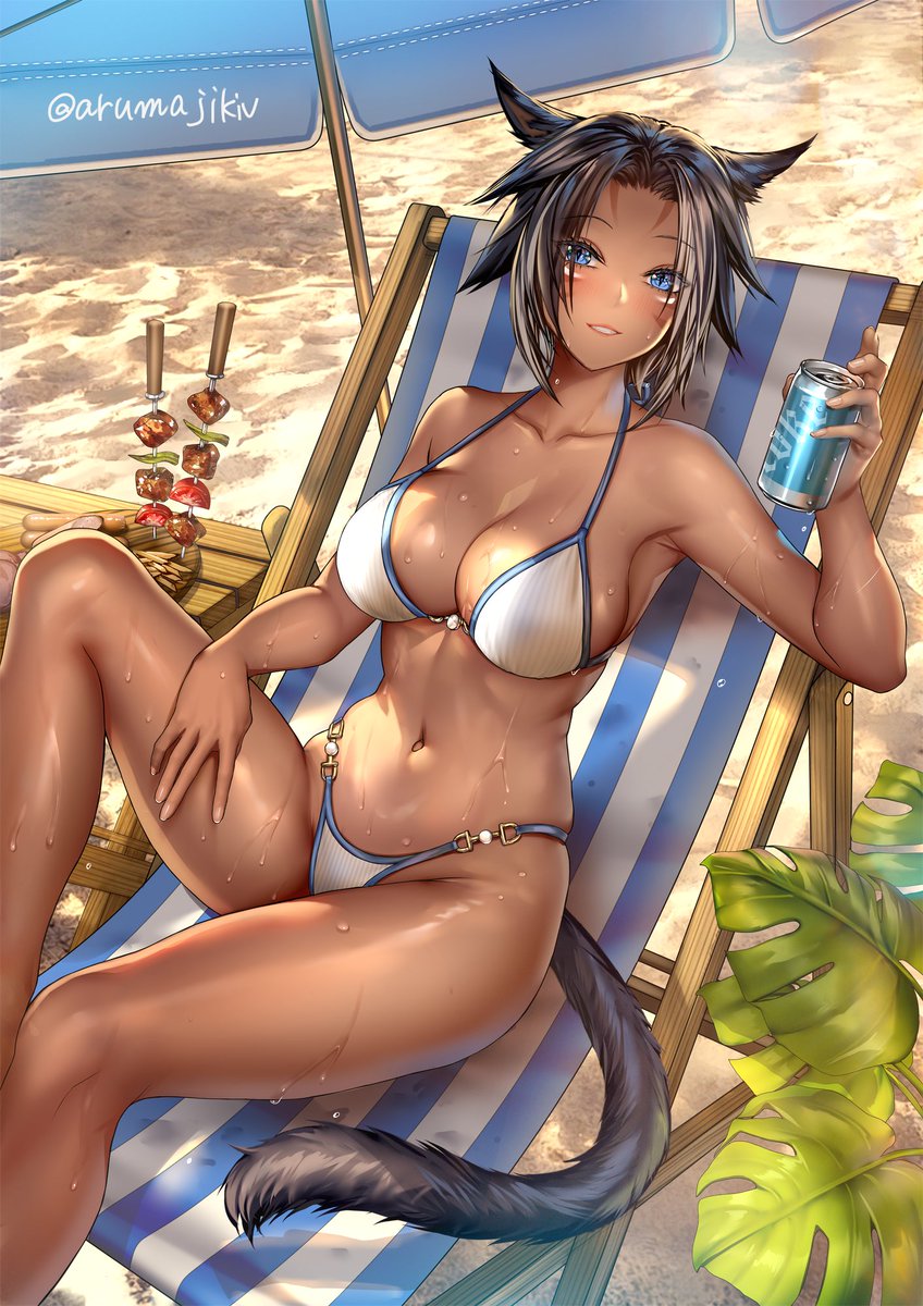 【skeb】褐色ワイルド系ミコッテチャン🏖️ 