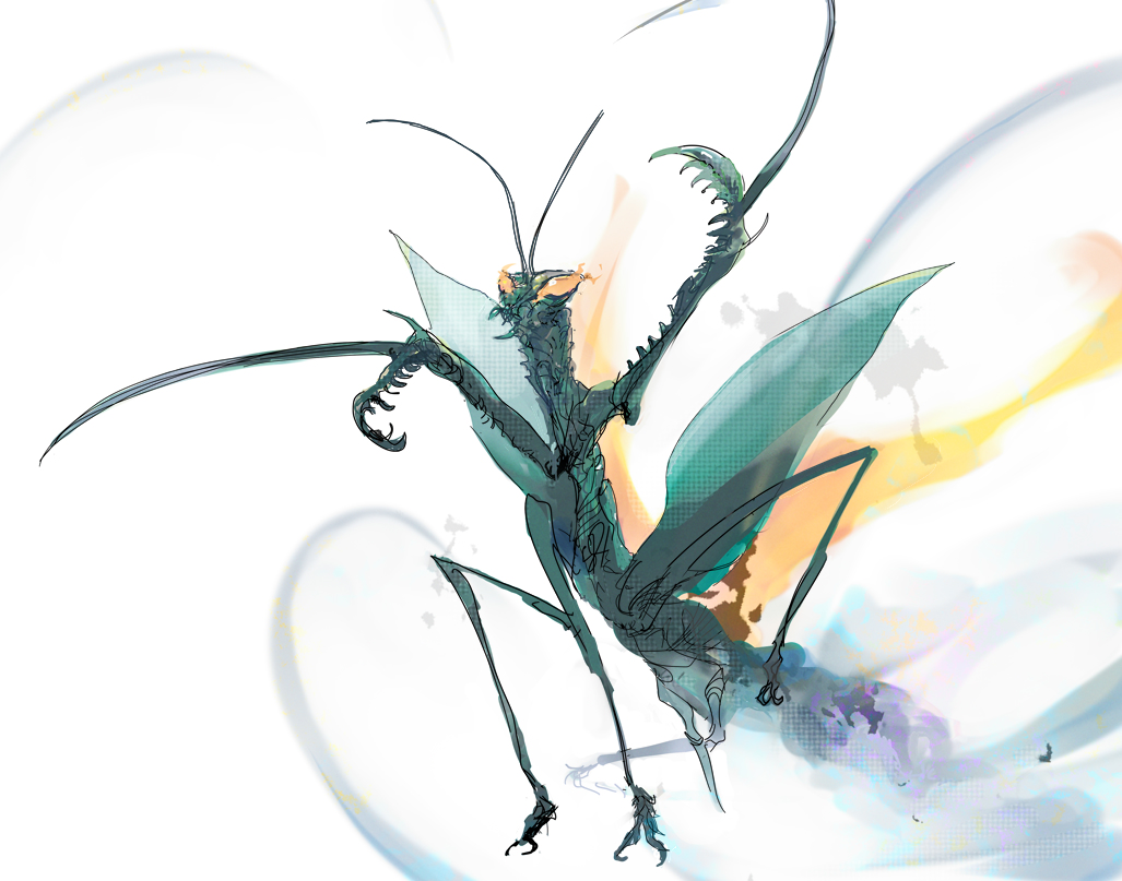 自由に描いたカマキリのモンスター