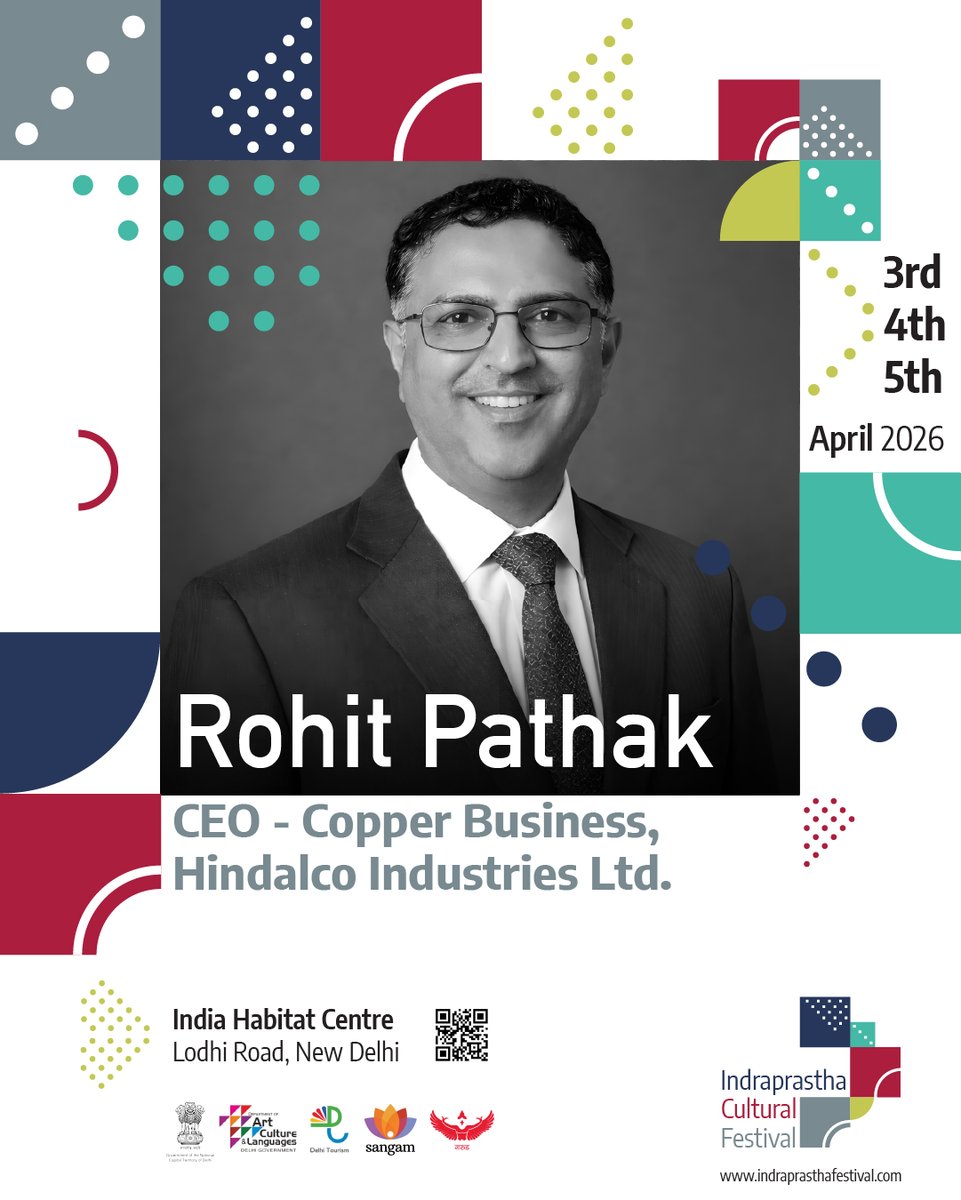 Bridging industry and tradition, Rohit Pathak, CEO of the Copper Business at Hindalco, joins our lineup at the Indraprastha Cultural Festival. He will speak about the legacy of businesses in India and how an entrepreneurial spirit has been an enduring part of our civilizational