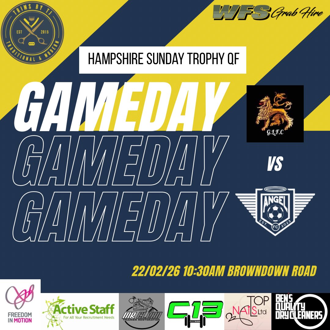 IT’S GAMEDAY!! Finally we face Golden Lion this morning in the Quarter-Final of the Hampshire Trophy down in Gosport! 10:30am kick-off…see you there!! COME ON YOU ANGEL!! 🪽🪽🪽 #UTA #Angel #AngelFC 🔵🪽🙏🏾🏆