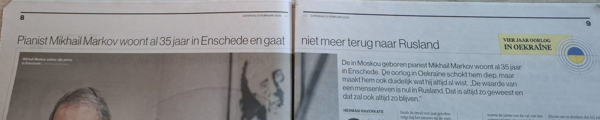 Prachtig verhaal van <a href="/HermanHaverkate/">herman haverkate</a> in <a href="/tubantia/">Tubantia</a> over de al 35 jaar wonende Rus Mikhail Markov.
" #eenmensenlevenisnietswaarsinRuslanddatisalrijdalzogeweest" en zal altijd zo blijven.....