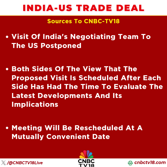 Visit of Indian negotiators to USA Postponed!!!