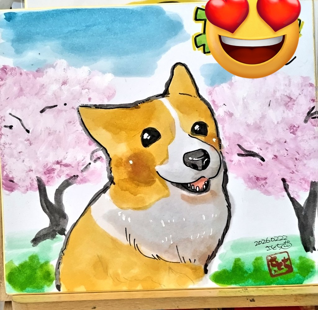 お子さんとワン描いてました #似顔絵