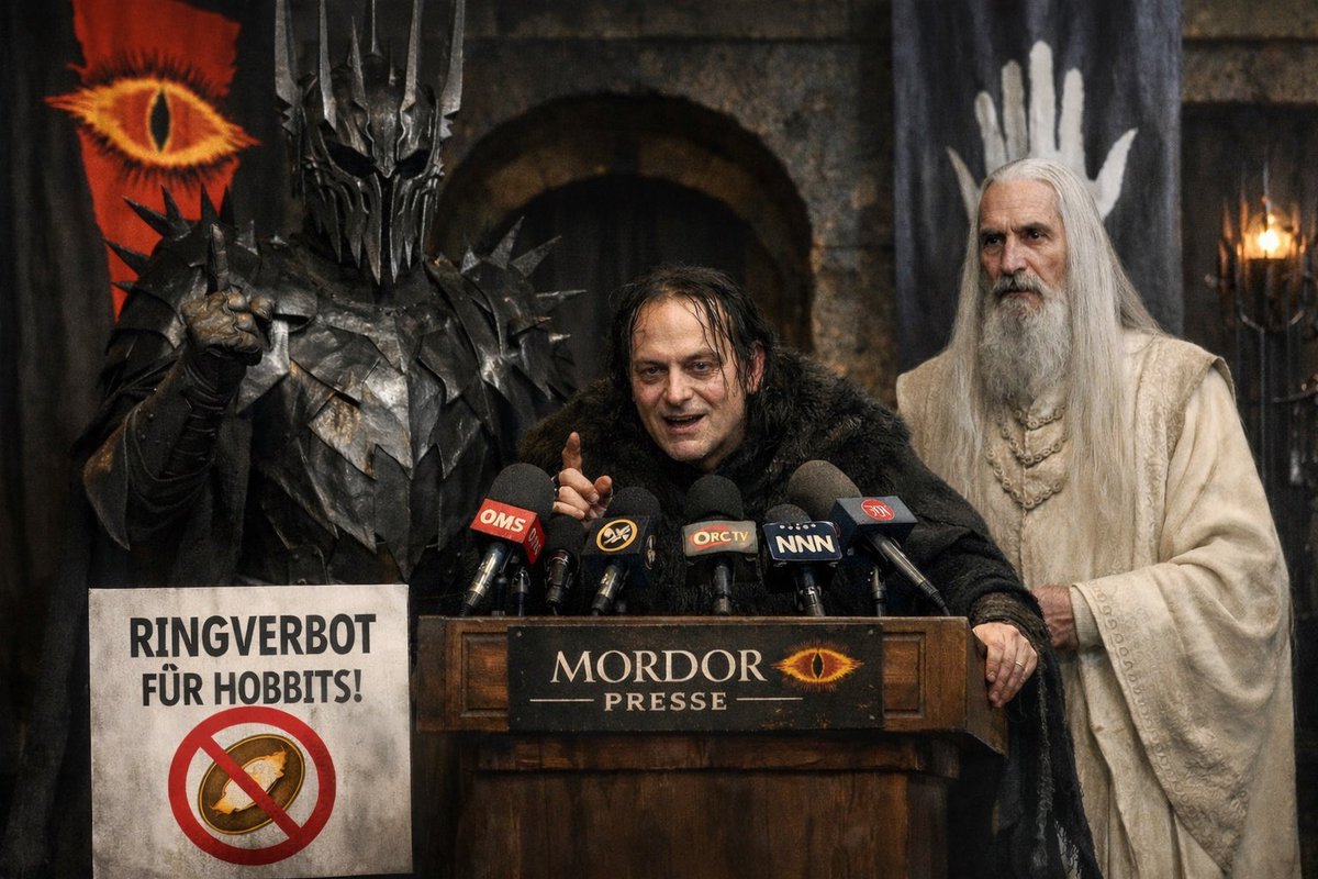 +++EIL
Sauron und Saruman einigen sich auf Ringverbot für alle Hobbits. „Wir müssen vor allem die Kleinsten in unserer Gesellschaft schützen“, sagte Mordors Regierungssprecher Grima Schlangenzunge.
