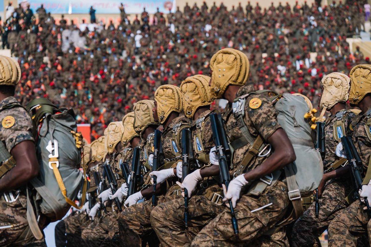EthiopianNewsA's tweet photo. A powerful glimpse of the 65th Anniversary of Ethiopia’s #SpecialOperationsCommand, proudly celebrated at #Hawassa International Stadium — honoring 65 years of courage, sacrifice, and unwavering commitment to the nation. https://t.co/9Rf4lhP1Tb