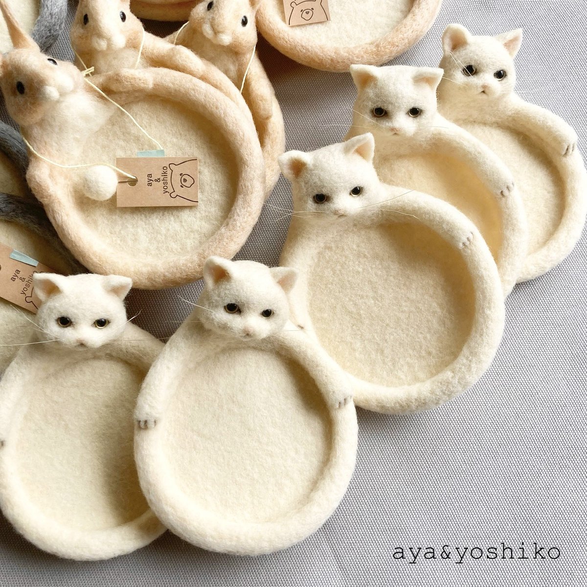 白猫ちゃん🐈 #猫の日 #羊毛フェルト #コースター