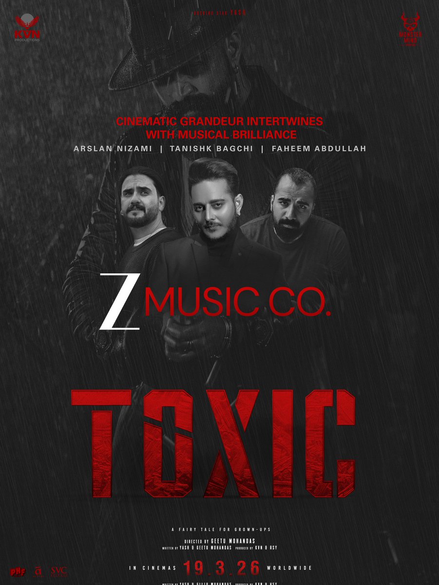 Total 6 songs set to explode in the TOXIC 💥

A Powerful musical lineup:
#RaviBasrur – 1 song and the background score
 #VishalMishra – 4 songs
 #TanishkBagchi – 1 song, co-composed with #Arslan Nizami and #FaheemAbdullah

Get Ready for the musical fest 🥳