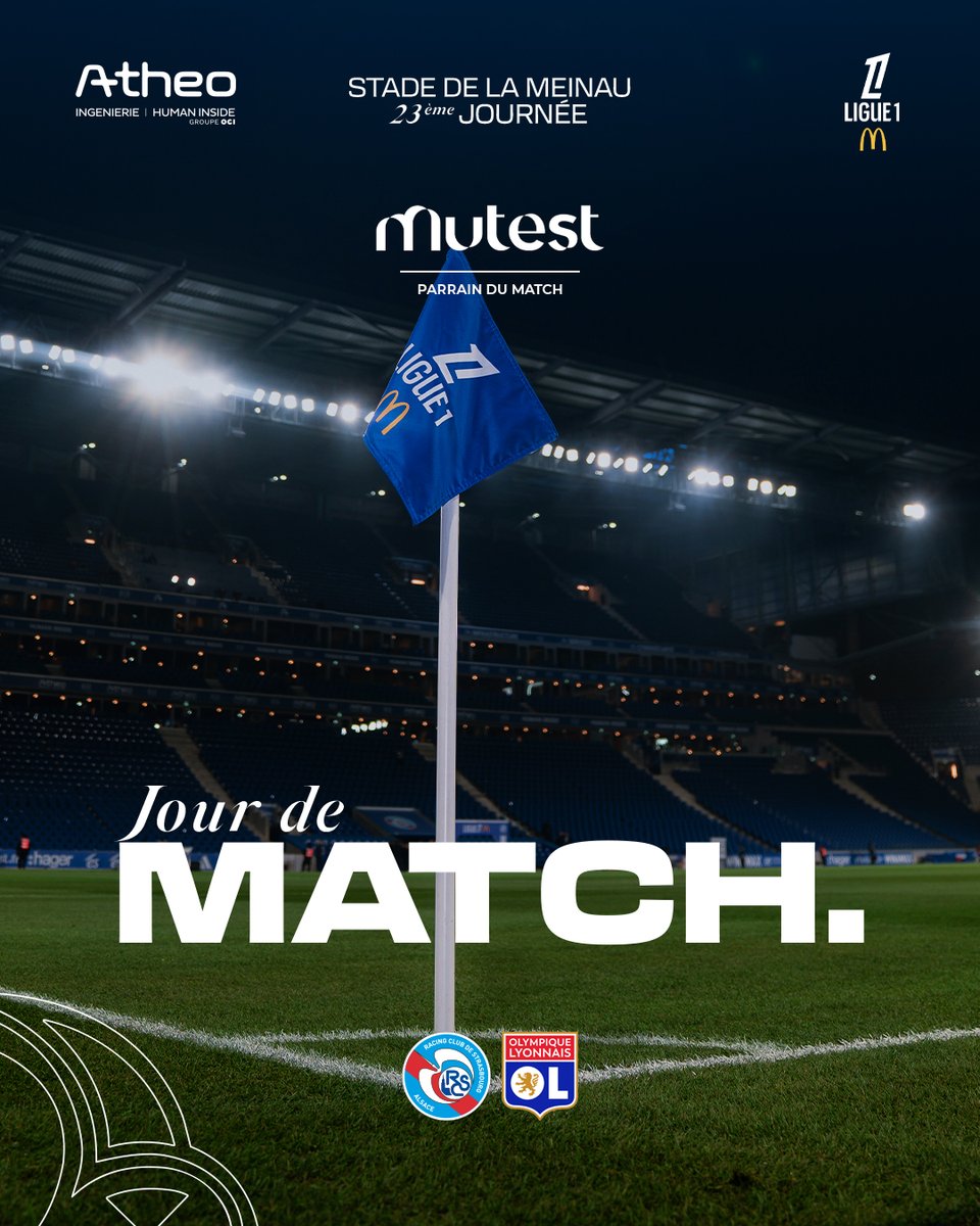 RCSA's tweet photo. 𝙅𝙤𝙪𝙧 𝙙𝙚 𝙢𝙖𝙩𝙘𝙝 💥

🆚 @OL 
🏡 Stade de la Meinau
🏆 J23 @Ligue1 
🕣 20h45
#️⃣ #RCSAOL 
📺 @ligue1plus 
🔛 Ouverture des portes à 18h00

𝗔𝗟𝗟𝗘𝗭 𝗥𝗔𝗖𝗜𝗡𝗚 💙 https://t.co/UuQKRecve6