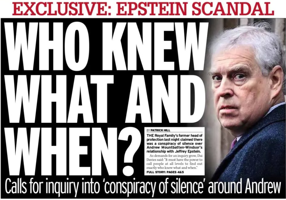 There needs to be a full inquiry in to Andrew, his connections and what was reported when and to who.

The same goes for Fergie and the Princesses..... was she involved in 'running' information