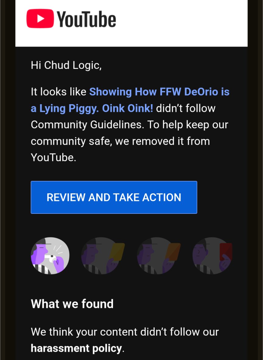 Apparently Chud's stream was taken down for guidelines TOS.

Absolutely insane, I don't care where anyone stands on this drama if anyone reported the stream they are hyper gay and retarded. Totally unacceptable.

Hopefully this is just the YT AI being insane.