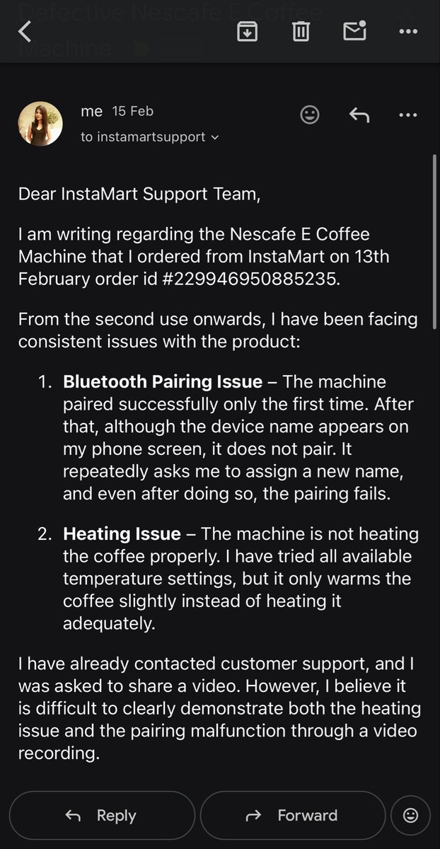 CHIRASHREESATA1's tweet photo. @SwiggyCares Your order had 72 hours replacement, I reported the issue with in 48 hours and you guys took somany days to reply and what! Trying to force sell?? Seriously just because u may not have the stock and might have to refund? Such a fraud. https://t.co/enXN7EiCAp