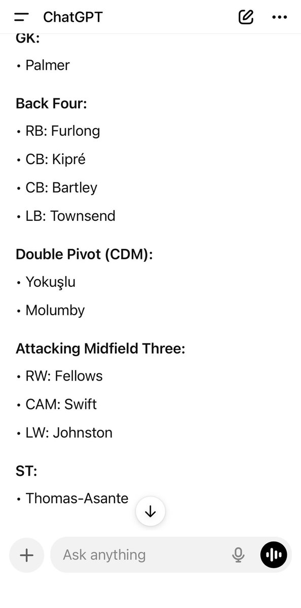 Burnside1967's tweet photo. Even ChatGPT is taking the piss now.
I asked what team it thinks Ramsay should play and this was what it came up with. #wba https://t.co/Ukfhpkfsb0