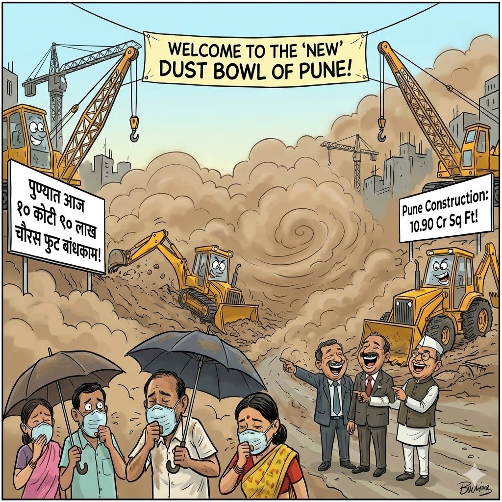 पुण्यावर धुळीचे सावट 
सगळीकडे बांधकामेच बांधकामे 

बांधकामाबाबतची शासनाची नियमावली पडली धुळीच्या ढिगाऱ्यात 

#pune #dust