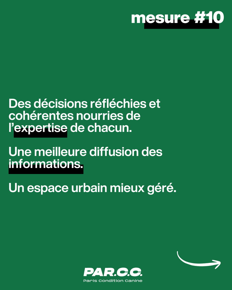 La place du chien en ville ne peut plus être une succession de réponses fragmentées. Au même titre que d’autres politiques urbaines, elle mérite une vision globale. Nous proposons 10 mesures.  
Mesure 10 : créer Le Conseil Canin de Paris