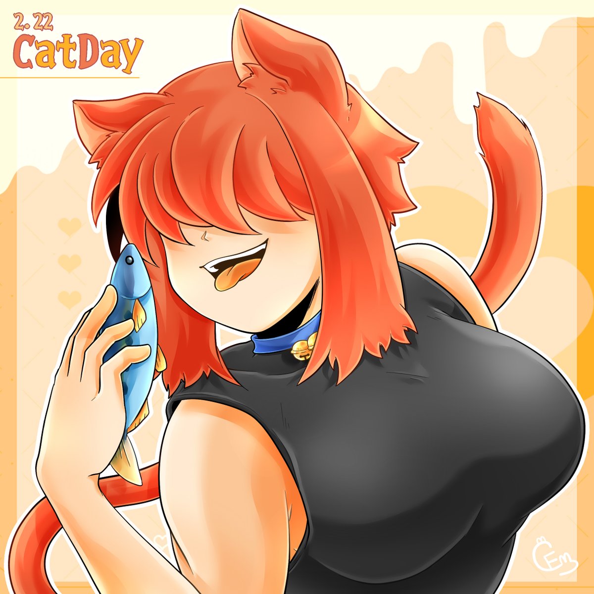 2026年の猫の日はTS男子高校生の地味軒！🐈

#絵にしろラフ #地味軒君と田山坂くん