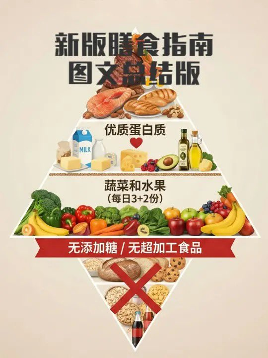 Blind___Gamer's tweet photo. 这份《2026年美国新版膳食指南》评论区要图片的太多了，我直接单独发一篇分享出来，方便大家查看和收藏。
由于X限制一条推文最多发4张图片，剩下的我发到评论区，麻烦点开自取，一共是7张图。
欢迎转推，欢迎转发给自己关心的人，尤其是平时吃东西不注重健康的家里的老人。 https://t.co/mL17ODvwj5