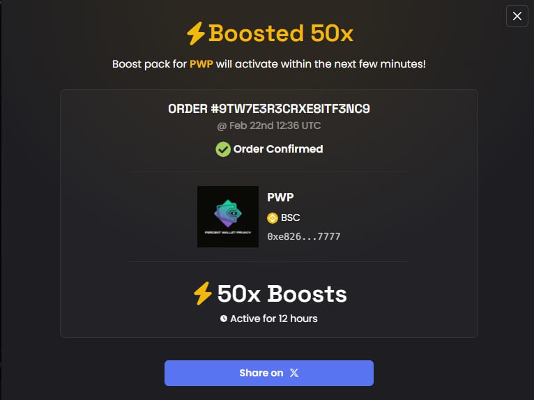 我们再次为 PWP 在 DexScreen 购买了 Boost 🚀
让我们一起冲击 Trending 榜单，重返热门位置 🔥
继续努力，一起把 PWP 推向更高的位置！ 💪📈