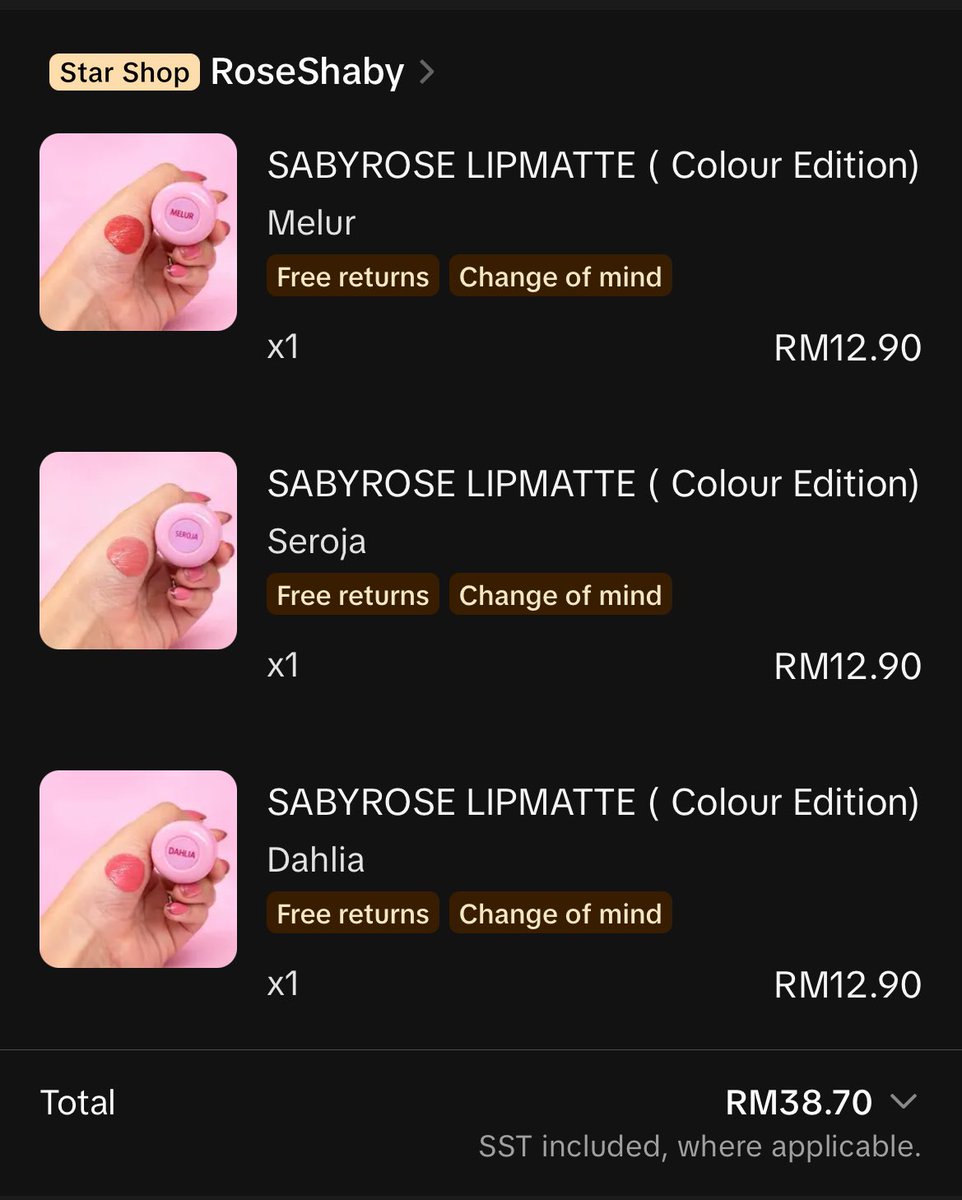 Hmm teracun lagi. Nie yang malas nak buka tiktok tengok live. Ok janji nie last. Lipmatte untuk raya. Janji okay 🤞🏻