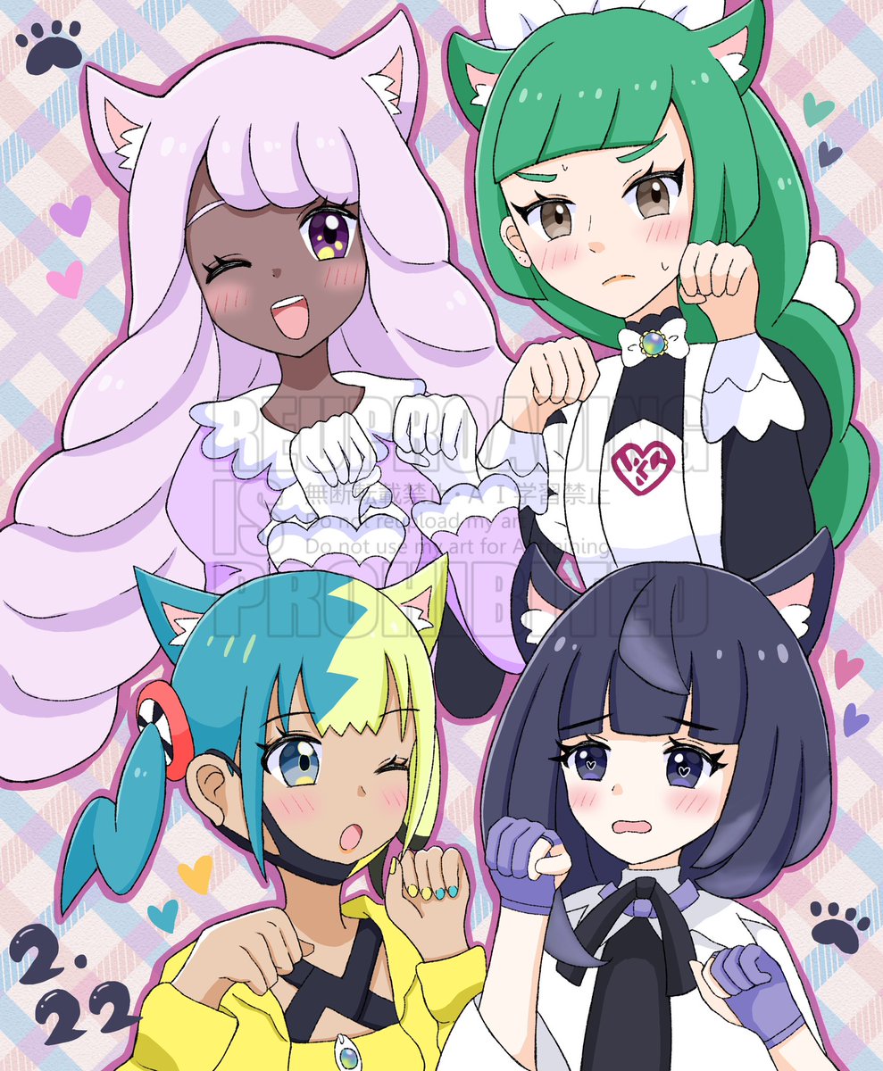 #猫の日
ユカリ・ハルジオ
カナリィ・ムク
 ฅ^•ω•^ฅ💜💚💛🖤