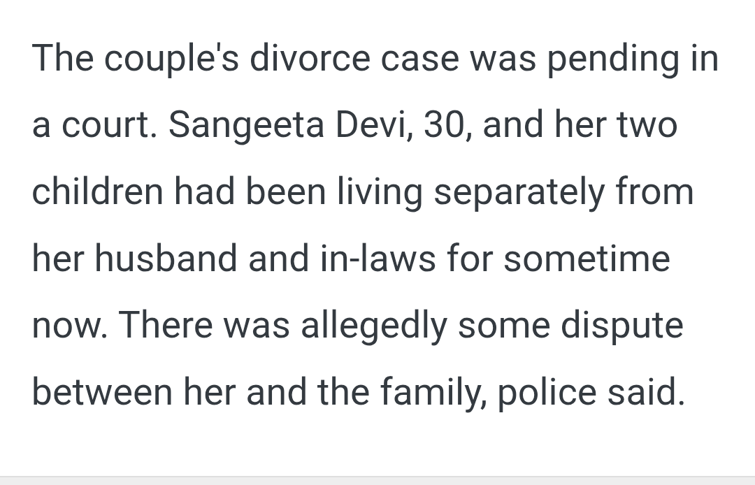 imra_mra's tweet photo. The laws in this country have been framed in such a way that men are left with no other option. Divorce is not easily granted to men here, and in their divorce petitions, some women make such cheap, filthy, false, and baseless allegations that any self-respecting man’s blood would boil. 

In this case, the woman is dead, the husband has become a murderer, and the lives of two children have been ruined.

Thanks to those who make the laws of this country.

Vishwaguru Bharat.

@rashtrapatibhvn

https://t.co/UPDWk6bRbj