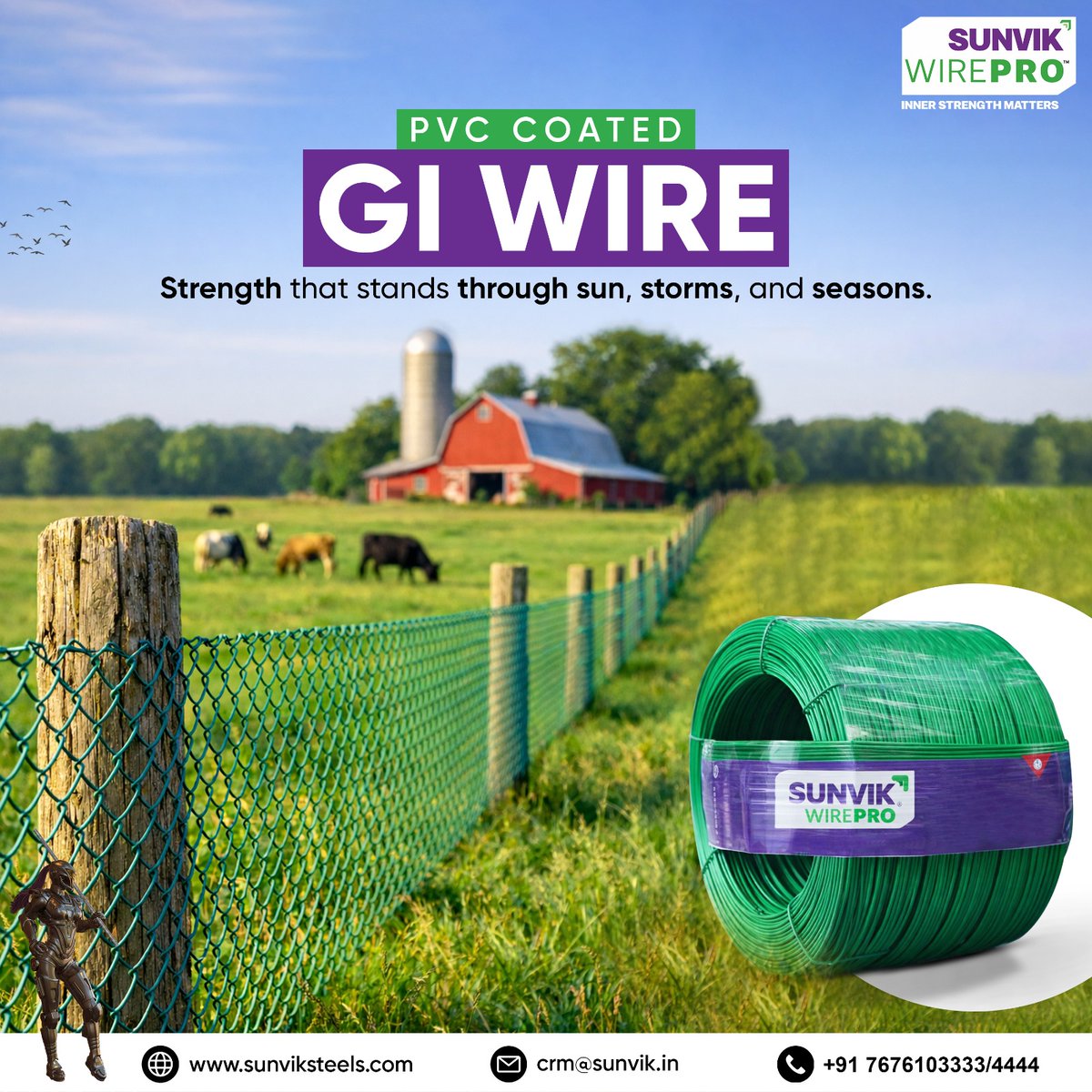 Sunvik_Steels's tweet image. Stronger at the core. Tougher at every boundary.

Wirepro: PVC Coated GI Wire delivers the Inner Strength that powers long-lasting fencing solutions — from PVC Chainlink Fencing to PVC Barbed Wire. 

#WirePro #InnerStrengthMatters #PVCCoatedGIWire #PVCChainlink #sunviksteels