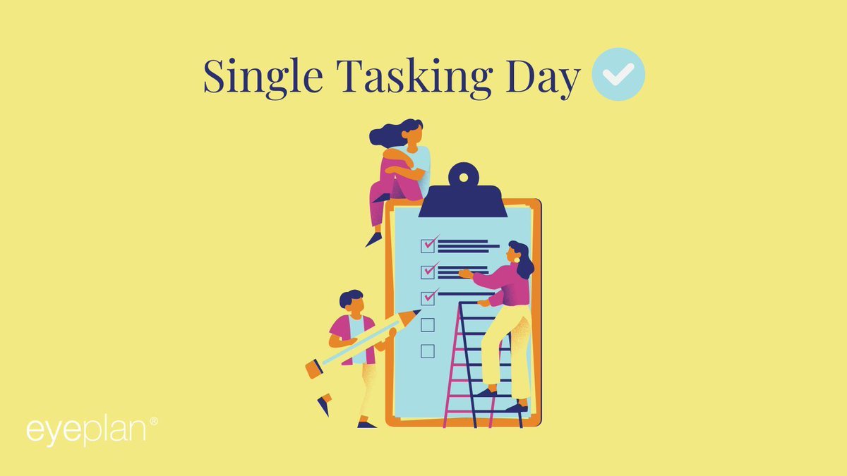 Eyeplan's tweet image. 🧠 #SingleTaskingDay = perfect for focused, simple content ✔️ Encourage patients to “focus on their eye health” by booking an exam 👀 #TaskingFocus