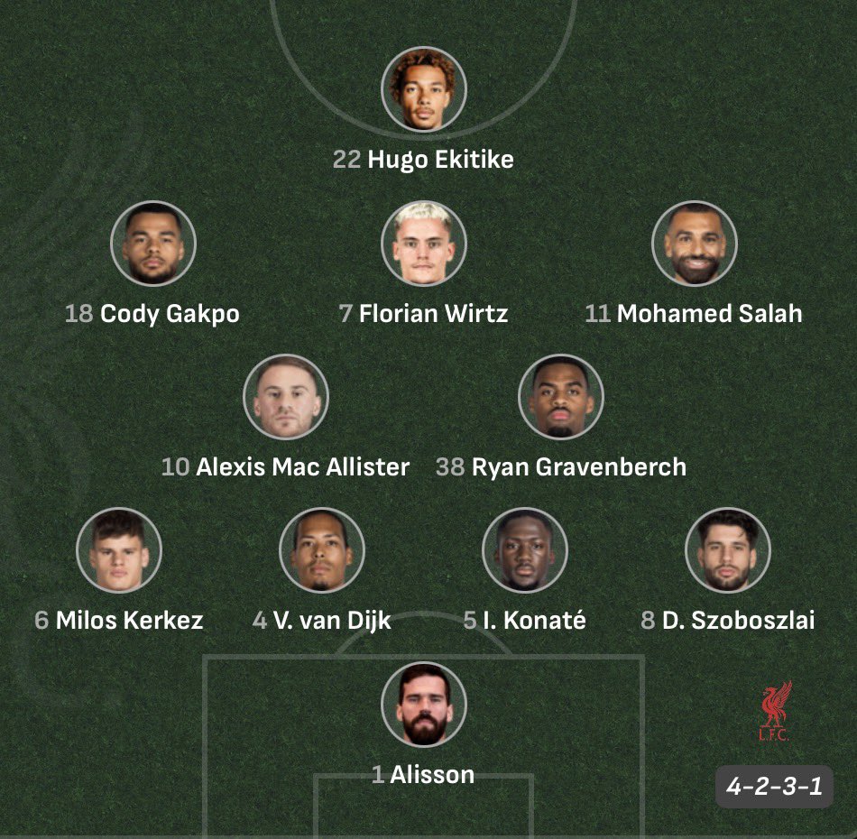 Liverpool lineup for Nottingham Forest 
- what I expected from Slot 
- defence keep switched on please
- no slagging off Gakpo or Salah please just show me something today
#LFC