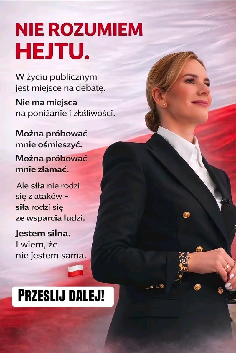 PIĘKNIE! I TAK TRZYMAĆ PANI MARTO ,❤️ NASZA PIERWSZA DAMO. 
DUŻO ZDROWIA ❤️I CIERPLIWOŚCI, POLACY SĄ Z PANIĄ PREZYDENTOWĄ 🇵🇱❤️‍🩹❤️ #hienytuska