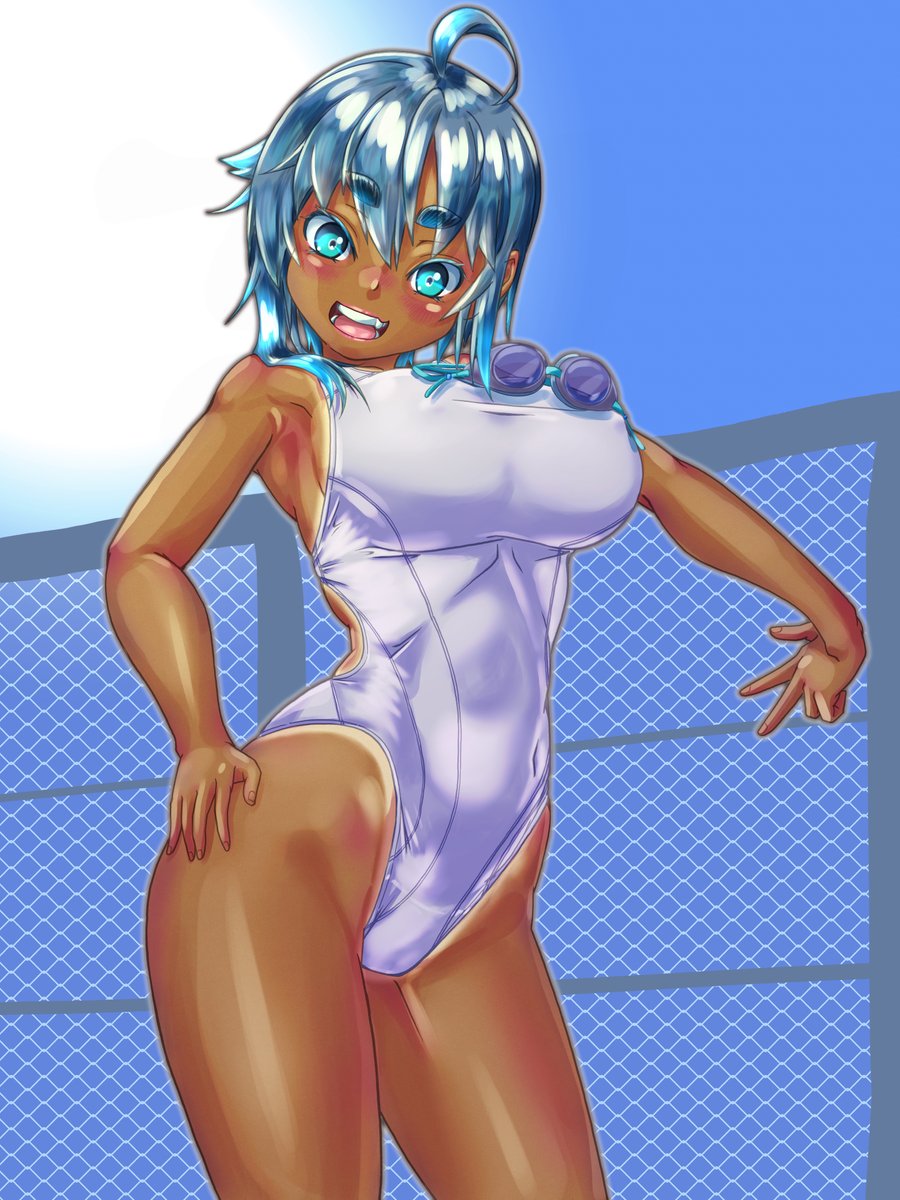 褐色肌には白が映えると聞いたので
先日描いた絵を色変えで白競水仕様に。
#九嶺蓮歌 