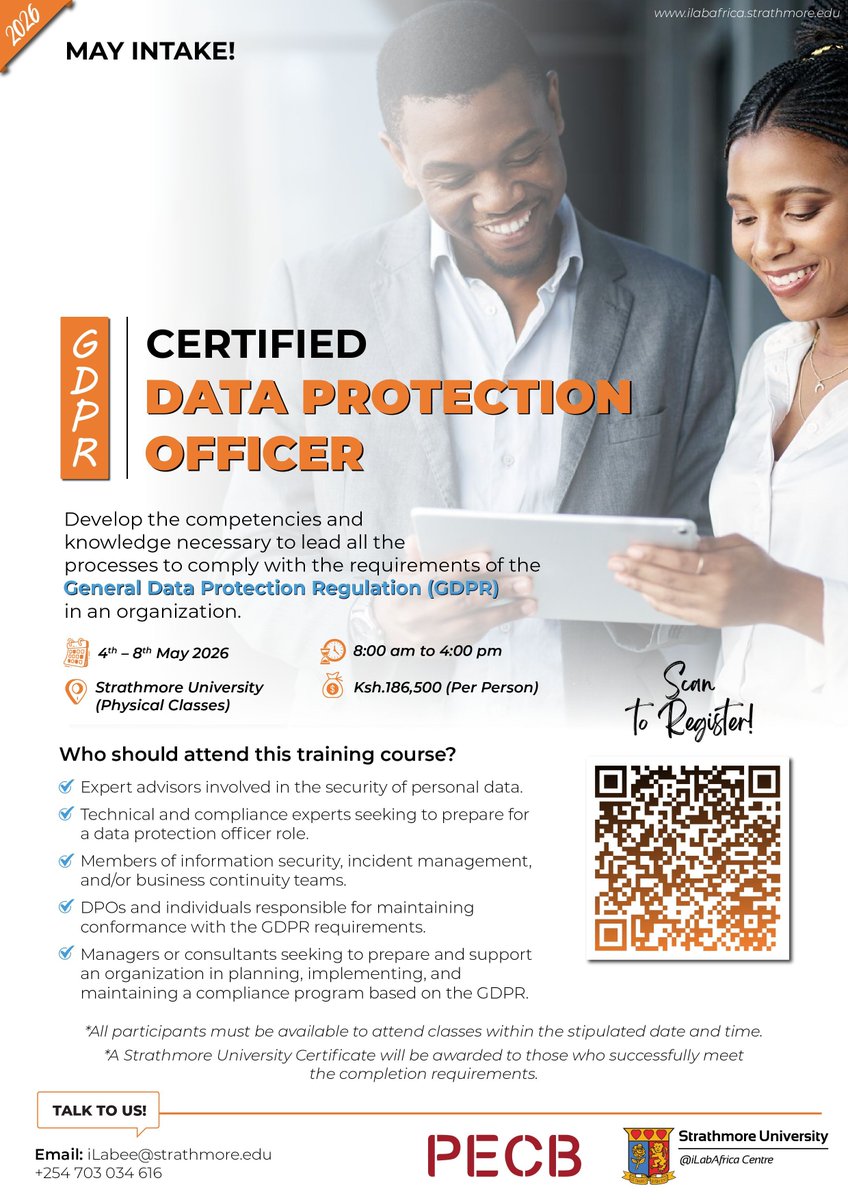 iLabAfrica's tweet image. Every organization needs strong data protection leadership.

Become a Certified Data Protection Officer.

ilabafrica.strathmore.edu/gdpr-certified…

#GDPR #DataProtection