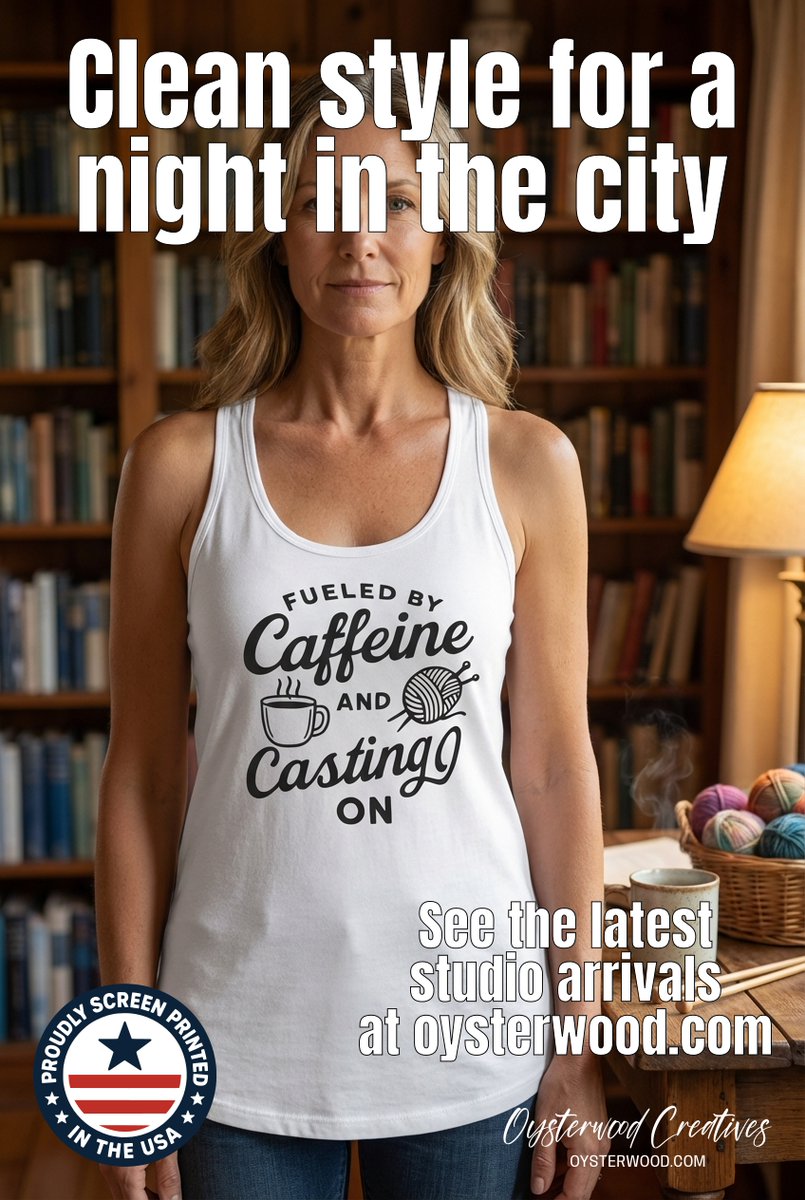 Oysterwood_'s tweet image. Late-night knit vibe—soft racerback fit, sharp “caffeine + casting on” print. Hand screen-printed in York, PA. $20.95. #knitting #handprinted #racerbacktank

Shop here:  oysterwood.com/product/knitti…
