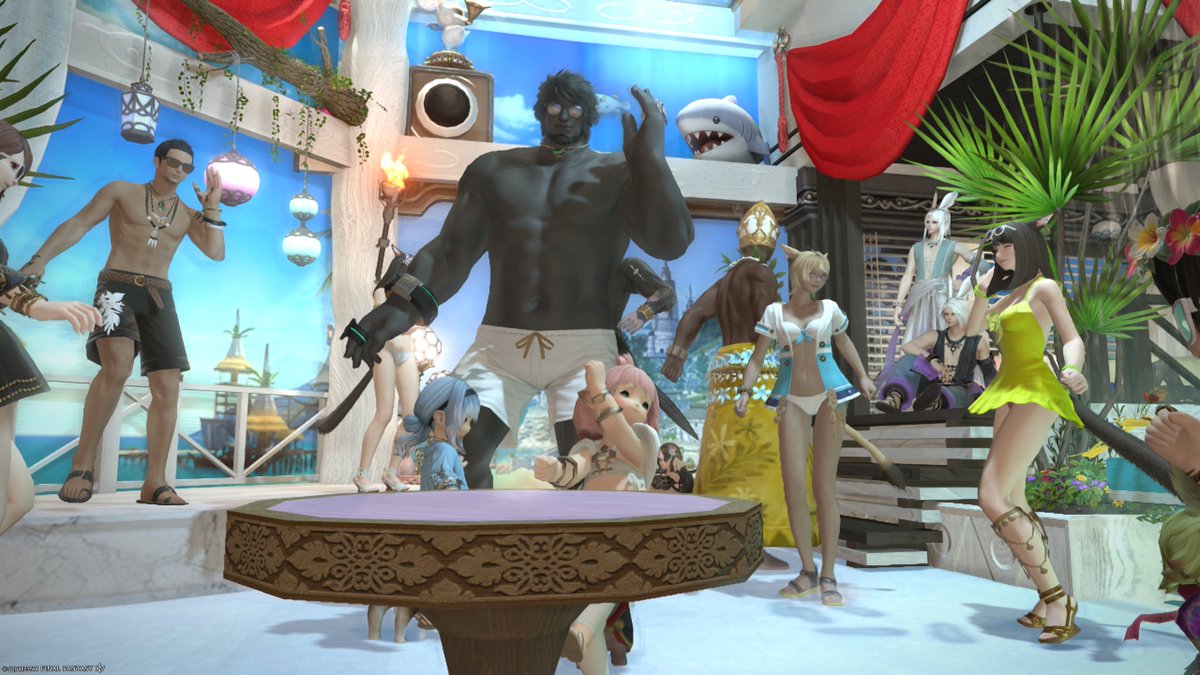 寝る前に買ったばかりのまつあき持って #LocoBeach_ff14 に行ってきたの♪

やっぱここは落ち着くにゃw
はっちゃけてダジャレ言っても、ちょっとおならﾌﾟｰしてみんな笑って許してくれる🌴