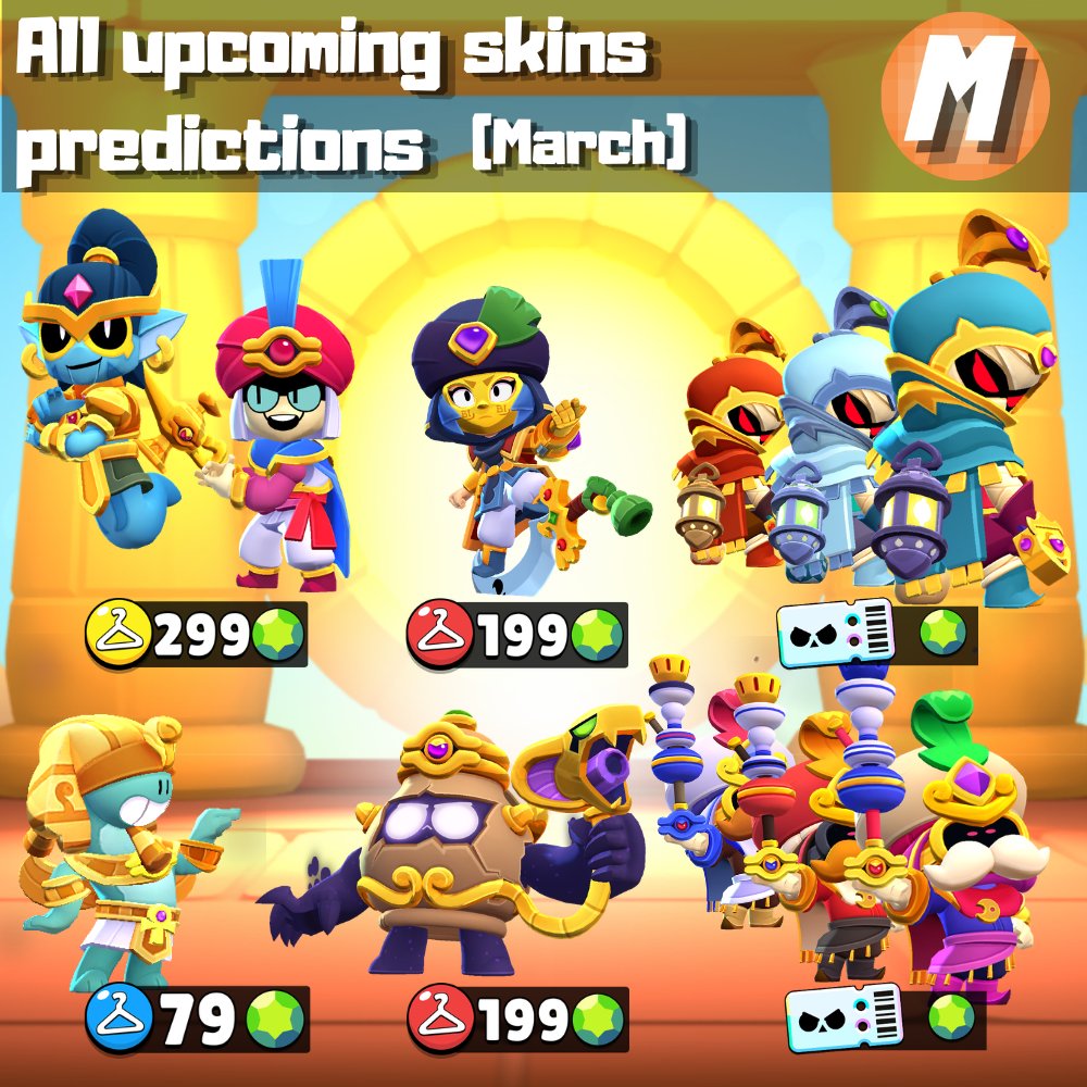 March Brawl Stars skins predictions! 🔥🐪

Prices are predictions only – actual prices/rarities may differ! ⚠️

Which One Will you Buy first? 🤔

#BrawlStars #brawltalk