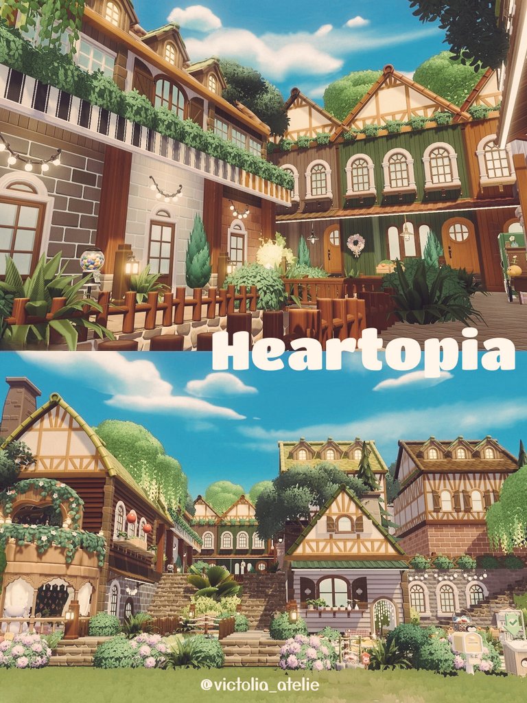やっと晴れた〜⛄️📷️
敷地最大になったので街並み作ってみました.𓂂🏘️

#heartopia　#ハートピア
#ハートピアスローライフ