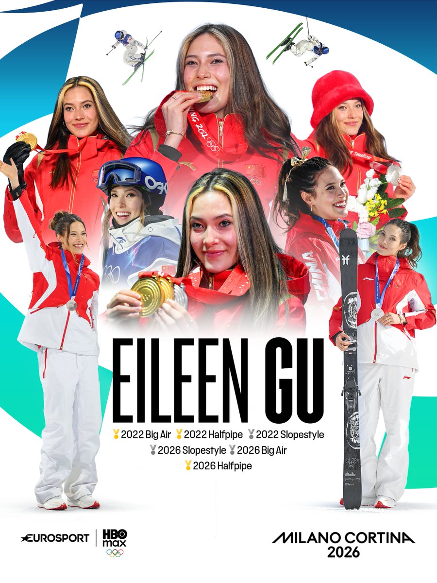 tntsports's tweet photo. Eileen Gu is a SIX-TIME Olympic medallist! 🥇

The most decorated freeskier of all time! 🐐 https://t.co/EYSfEueHXx