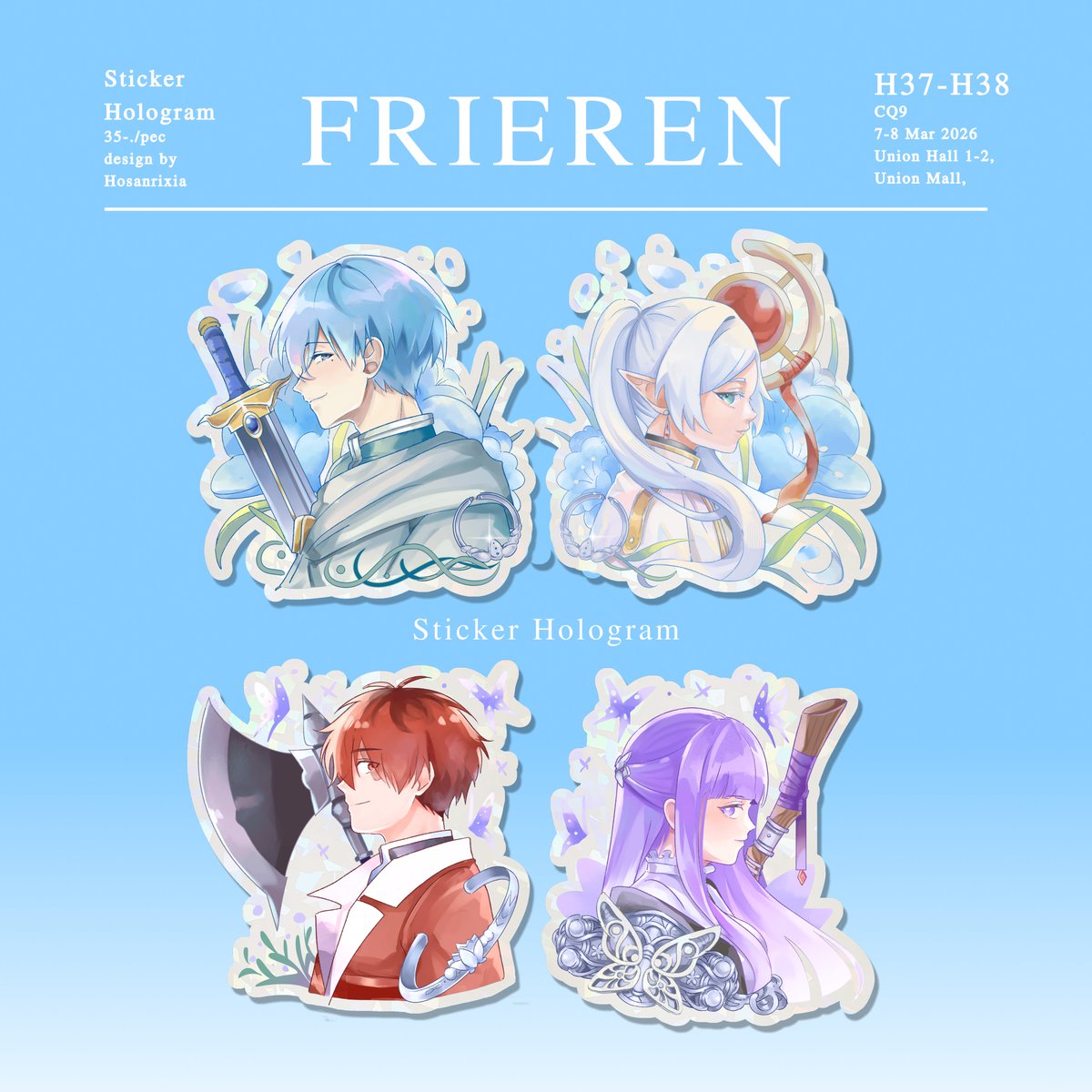#CQ9
Frieren Sticker HologramFan merch
✦H37-H38 
✦เสาร์ที่ 7 มีนาคม-อาทิตย์ที่ 8 มีนาคม 2026    
✦Union Hall 2 ชั้น 6, Union Mall BKK, 11:00-18:00 น.

#CQ9_SUN #CQ9_SAT 
#frieren #ตลาดนัดฟรีเรน #ตลาดนัดfrieren