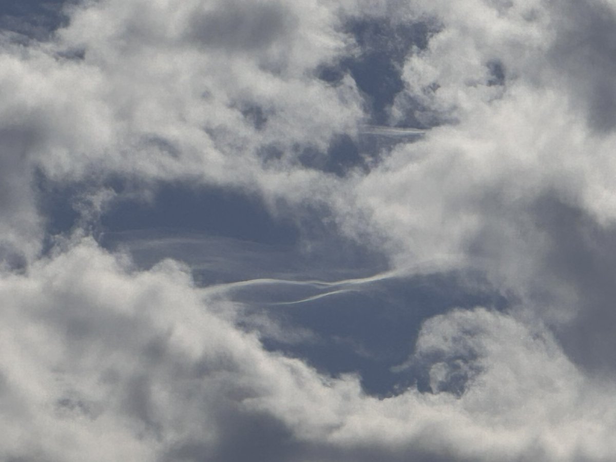奥にスーッと伸びる雲がいるけど虹色に見えるような(*´`) #空 #雲