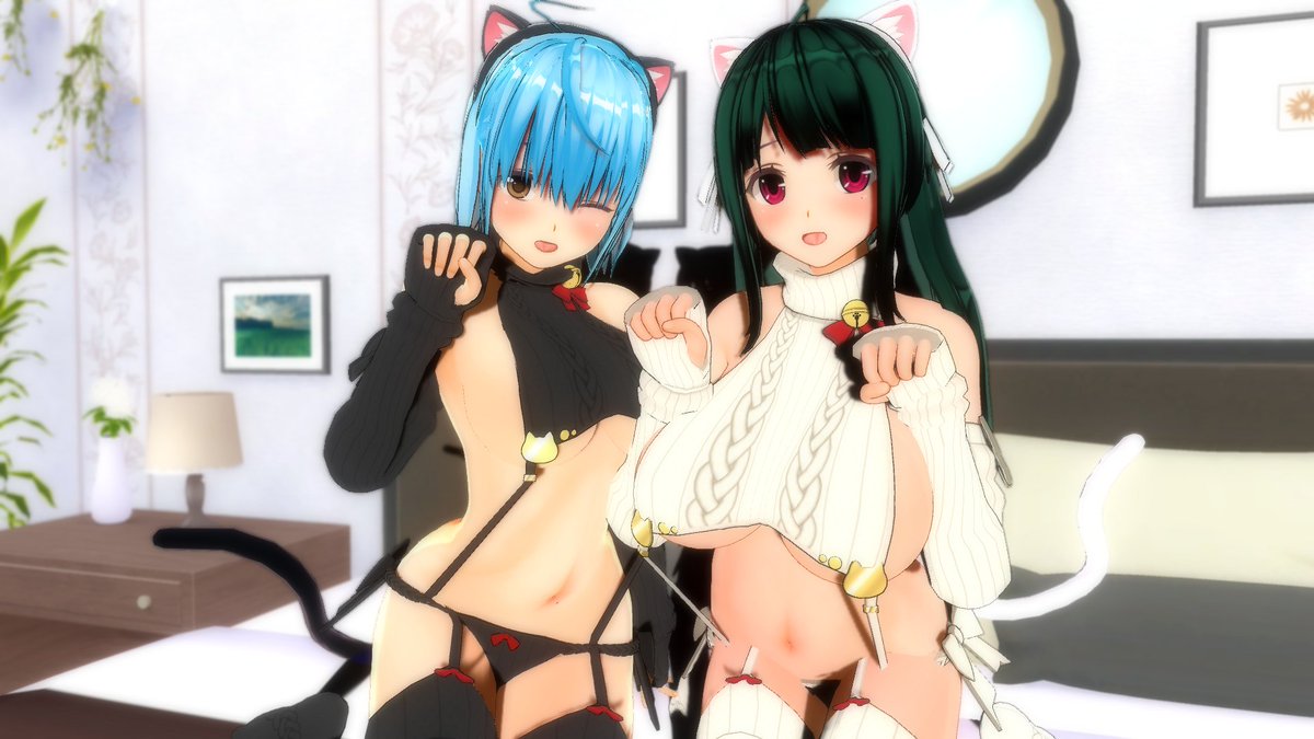 お題｢ネコミミ ランジェリー 照れ顔」
#猫の日 なので例のセーター＋ネコミミしっぽの組み合わせは最高なんだってSS(˘ω˘)ｂ
#COM3D2 #カスタムオーダーメイド3D2 
#cm3d版深夜の真剣エディット60分一本勝負
