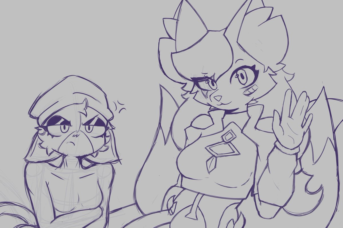 NipoWasaArt's tweet image. Meowskulls and kimiko XD #wip