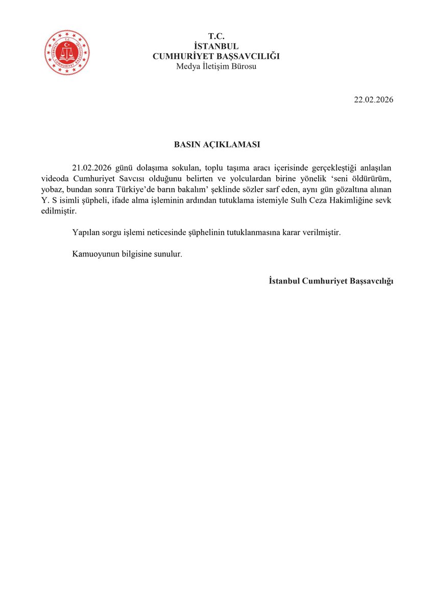 İstanbul Cumhuriyet Başsavcılığı tweet media