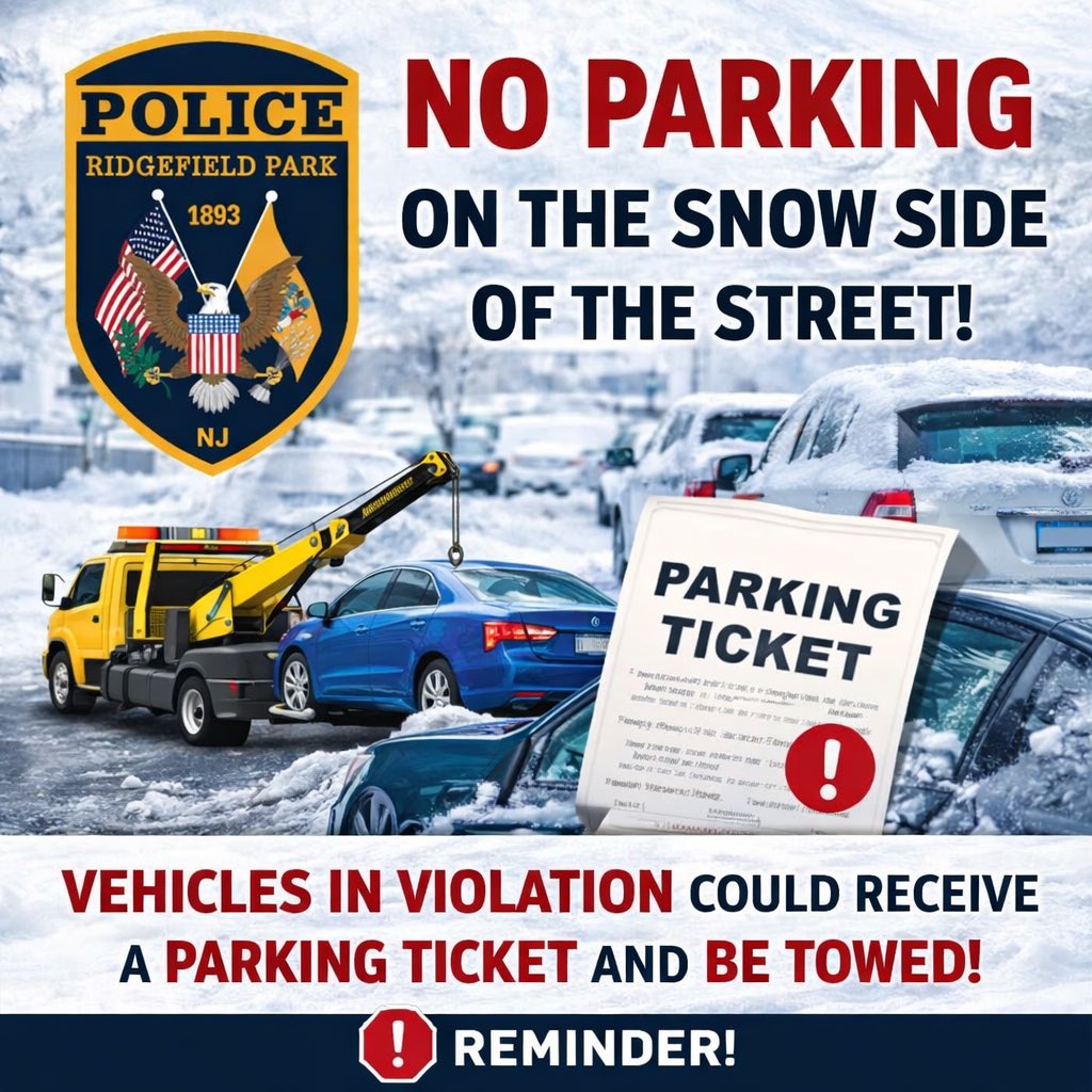RPPDNJ's tweet photo. As soon as the snow falls onto the roadway, the snow parking ordinance will take effect. We respectfully ask all residents to park on the designated snow-parking side of the street.

Thank you for your understanding, support, and continued commitment to keeping our community safe https://t.co/KmcWNIo1ow