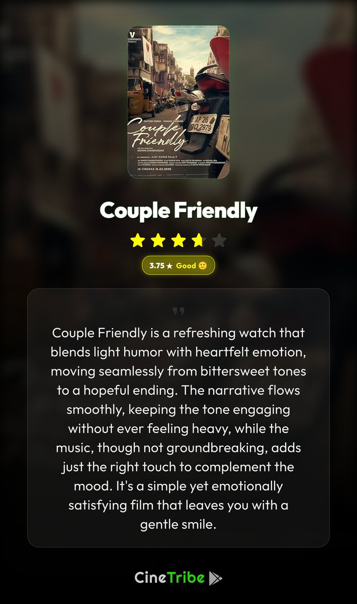Just dropped my review for #CoupleFriendly on #CineTribe.