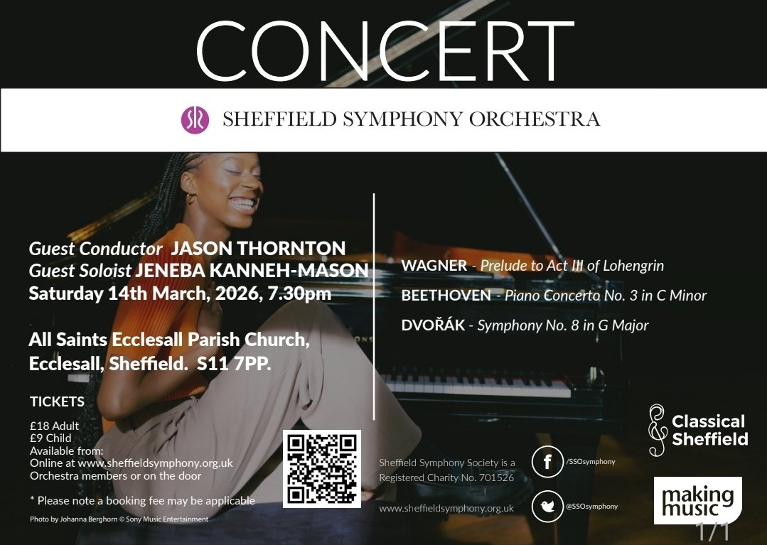 SSOSymphony's tweet photo. Tickets for our March concert are going fast - no surprise when we'll be joined by the brilliant Jeneba Kanneh-Mason for Beethoven's Piano Concerto No.3! We'll also play Wagner Prelude to Act 3 of Lohengrin and Dvorak's 8th Symphony.
Book tickets on our website or via orchestra. https://t.co/mroxMozegR