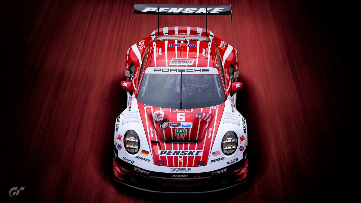 Take_Formula01's tweet photo. 『TEAM PENSKE Porsche 911 GT3 R』
チームペンスキーカラーのポルシェ911GT3R🎨
#GT7 #GT7Livery 
#GT7PureScapes 
#グランツーリスモ7 https://t.co/8o7xOkgibe