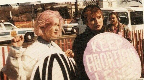“Keep abortion legal”, Cyndi Lauper and Debbie Harry, 1992, NYC