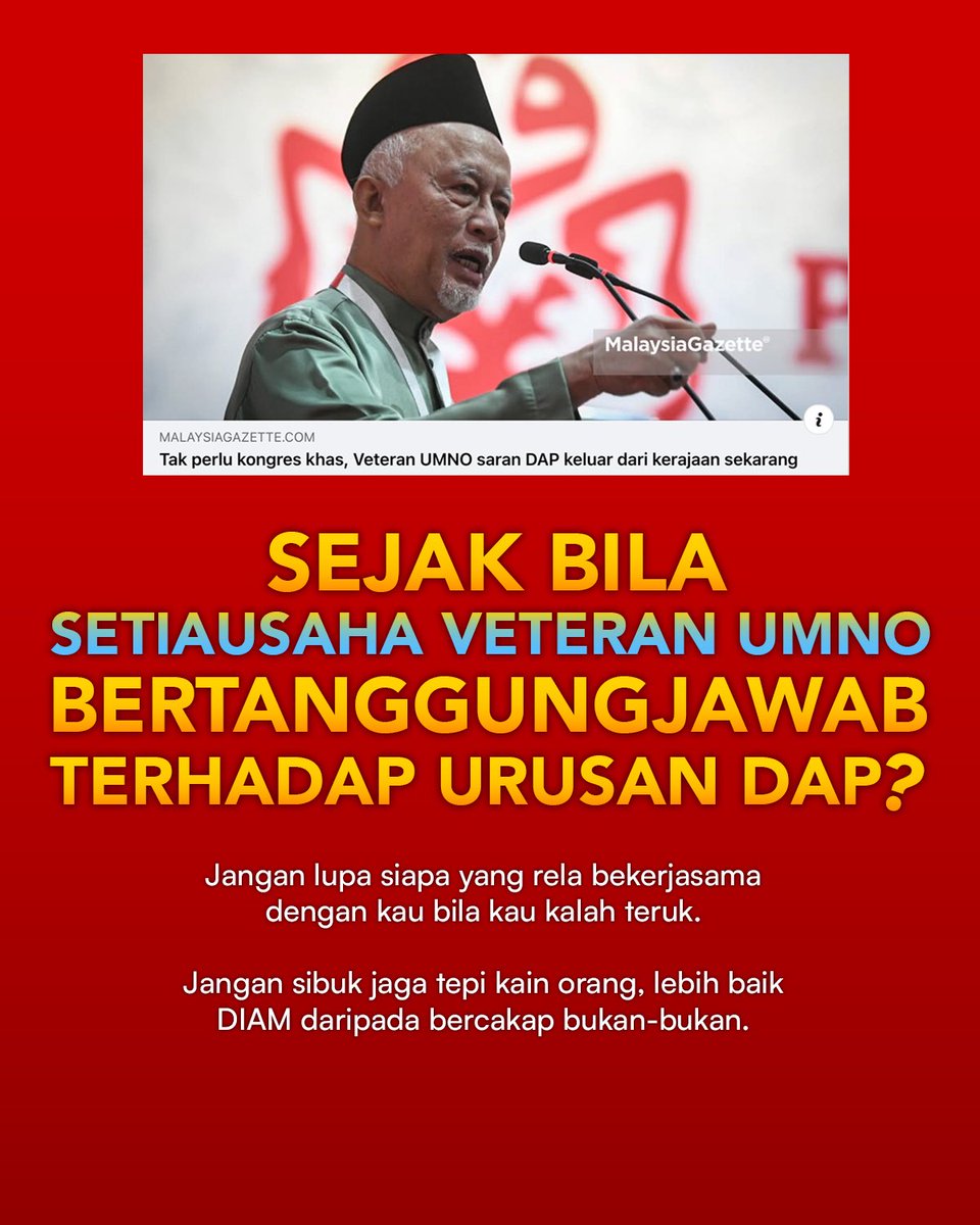 Sejak bila Setiausaha Veteran UMNO bertanggungjawab terhadap urusan DAP? 

Jangan lupa siapa yang rela bekerjasama dengan kau bila kau kalah teruk. 

Jangan sibuk jaga tepi kain orang, lebih baik DIAM daripada bercakap bukan-bukan.

Ho Chi Yang
S/U Publisiti DAPSY Kebangsaan