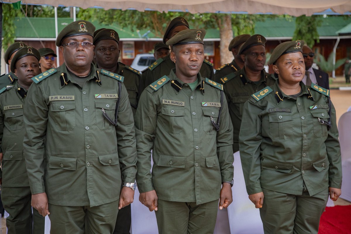 TzTawa's tweet photo. *MEJ. JEN (MST) SEMFUKO AWAVISHA VYEO VYA KIJESHI MAKAMISHNA WA UHIFADHI 13*

Na. Joyce Ndunguru, Morogoro.

Mwenyekiti wa Bodi ya Wakurugenzi ya Mamlaka ya Usimamizi wa Wanyamapori Tanzania (TAWA), Mej.Jen (Mst) Hamis Semfuko amewavisha vyeo vya kijeshi Makamishna wa Uhifadhi (13) katika hafla ya Kijeshi iliyofanyika Februari 21, 2026, katika Ofisi za TAWA Makao Makuu, Mkoani Morogoro.

Akizungumza wakati wa hafla hiyo, Mej.Jen (Mst) Semfuko aliwapongeza Makamishna kwa kuaminiwa na Bodi ya Wakurugenzi na kuteuliwa nafasi hizo katika maeneo mbalimbali ya usimamizi.

“Ninawapongeza Makamishna wote 13 waliotunikiwa na kuvishwa vyeo, ni imani ya Bodi kuwa mnastahili vyeo hivyo, hongereni sana,” alisema Mej.Jen (Mst) Semfuko.

Aidha, pamoja na pongezi hizo, Semfuko aliwaelekeza Makamishna waliovishwa vyeo kwenda kutekeleza maelekezo ya Serikali na maono ya Bodi ya nne ya Wakurugenzi ya TAWA ya kuhakikisha TAWA inapaa katika viwango vyote vya utendaji kazi ikiwemo; ushirikishaji wa jamii, usimamizi wa kazi za uhifadhi, kuendeleza Utalii, kuongeza uwekezaji na ukusanyaji wa mapato. 

“Tunataka tuone TAWA inapaa juu zaidi na nyinyi ndio moja ya vichocheo vya kufanya hivyo,” alisema Semfuko.

Kadhalika, Mej.Jen (Mst) Semfuko aliwataka Makamishna wa uhifadhi kwenda kufanya kazi kwa kushirikiana na Maafisa na Askari walio chini yao kwa kuzingatia miongozo iliyopo huku wakizingatia ubunifu, weledi, sheria na utu.

Makamishna wa Uhifadhi waliovishwa vyeo ni pamoja na Makamishna Wasaidizi Waandamizi (7) ambao ni Privatus Kasisi, Wilbright Munuo, Khadija Malongo, Mark Chuwa, Vicky Kamata, Omary Msangi na Orest Njau. 

Pia, Makamishna Wasaidizi (6) ambao ni Alphonce Mung’ong’o, Jackson  Msaki, Suleiman Keraryo, Jovine Nachihangu, George  Makheya na Rajabu Hochi.